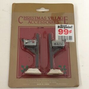 Vintage  Mail Box Christmas Village Figure Display Miniature Dollhouse Set of 2